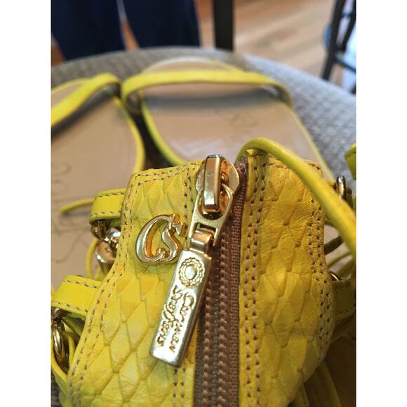 Carmen Steffens BRA 39 EUR 41 10 1/2 Yellow Leather Gladiator Sandals Zip Heel - Picture 4 of 10